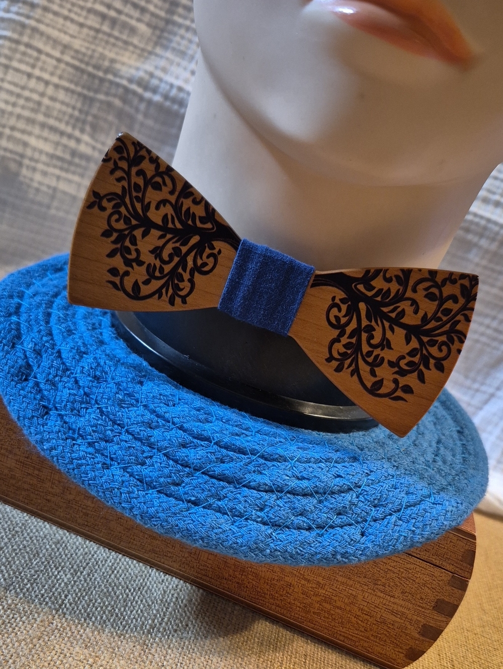 Wooden Bowtie ▪︎Tree Of Life Print ▪︎ Adjustable Elastic